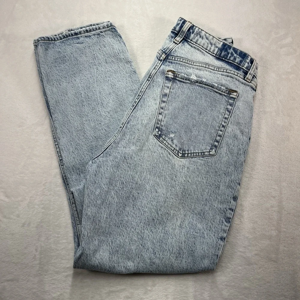 Abercrombie & Fitch Curve Love Dad High Rise Jeans Womens 30 Light Wash Distress